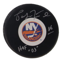 Pat LaFontaine Signed Islanders Logo Hockey Puck Inscribed "HOF 03" (Beckett) at PristineAuction.com