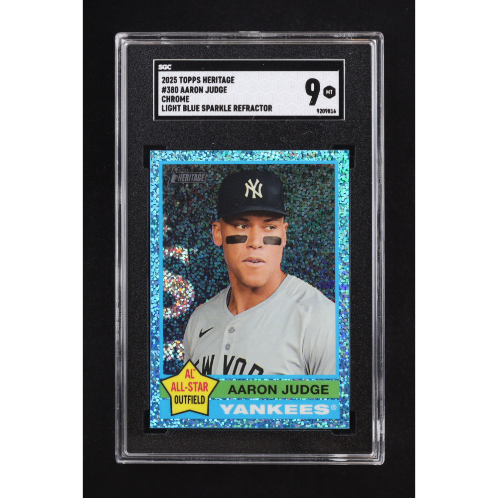 Aaron Judge 2025 Topps Heritage Chrome Light Blue Sparkle Refractors #380 (SGC 9) at PristineAuction.com