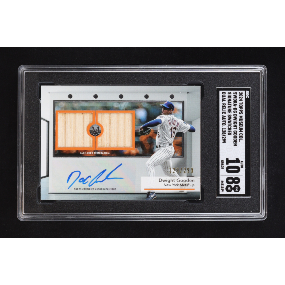 Dwight Gooden 2024 Topps Museum Collection Signature Swatches Dual Relic Autographs #SWDRADG #128/299 (SGC 8 | Autograph Grade 10) at PristineAuction.com