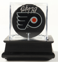 Paul Coffey Signed Flyers Logo Puck In Display Case (PSA) at PristineAuction.com