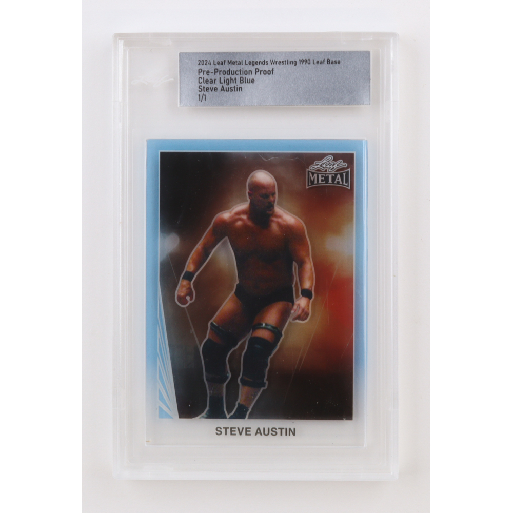 Steve Austin 2024 Leaf Metal Legends Wrestling 1990 Pre Production Proof Clear Light Blue #1/1 at PristineAuction.com