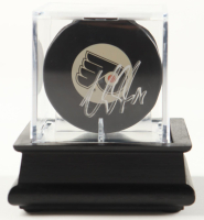 Claude Giroux Signed Red Wings Logo Puck In Display Case (PSA) at PristineAuction.com