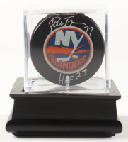 Pierre Turgeon Signed Islanders Logo Puck In Display Case (JSA) at PristineAuction.com