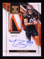 Tyler Boyd 2022 Panini Impeccable Elegance Patch Autograph Holo Gold #EVA-TBO #04/15 at PristineAuction.com