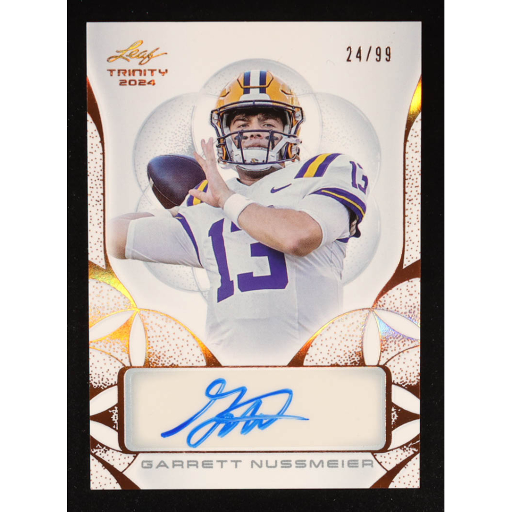 Garrett Nussmeier 2024 Leaf Trinity #BAGN1 #24/99 RC at PristineAuction.com