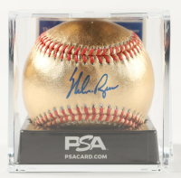 Nolan Ryan Signed OML Gold Leather Yankees Logo Baseball (PSA 9) at PristineAuction.com