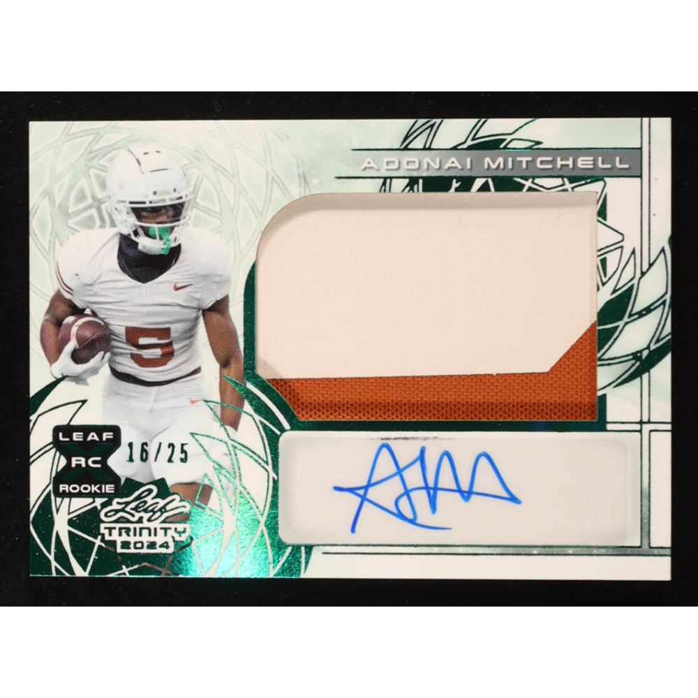 Adonai Mitchell 2024 Leaf Trinity Patch Autographs Green #PAAM1 #16/25 RC at PristineAuction.com