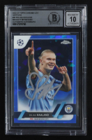 Erling Haaland Signed 2022-23 Topps Chrome Sapphire UEFA Club Competitions #99 (Beckett | Auto Grade 10) at PristineAuction.com