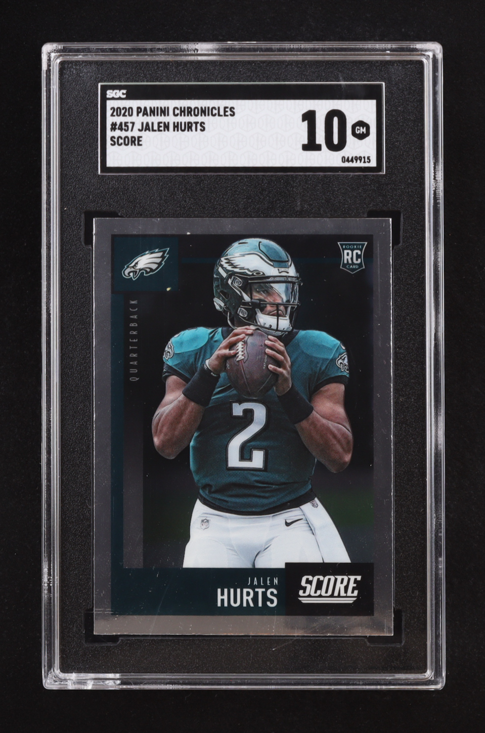 Jalen Hurts 2020 Score Chronicles #457 RC (SGC 10) at PristineAuction.com Jalen Hurts 2020 Score Chronicles #457 RC (SGC 10) at PristineAuction.com