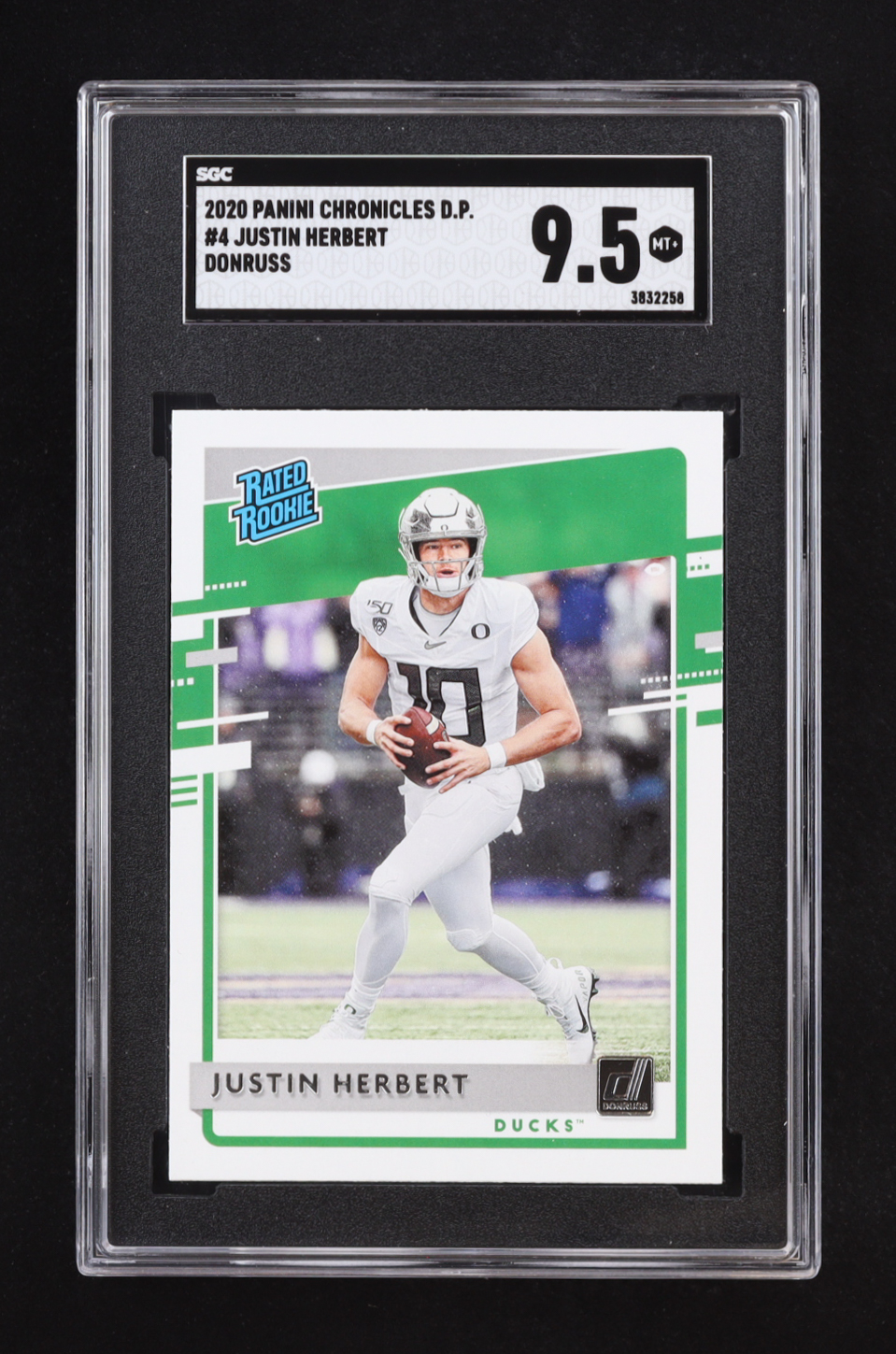 Justin Herbert 2023 Panini Chronicles Draft Picks Donruss Retro Green #4 RC (SGC 9.5) at PristineAuction.com Justin Herbert 2023 Panini Chronicles Draft Picks Donruss Retro Green #4 RC (SGC 9.5) at PristineAuction.com