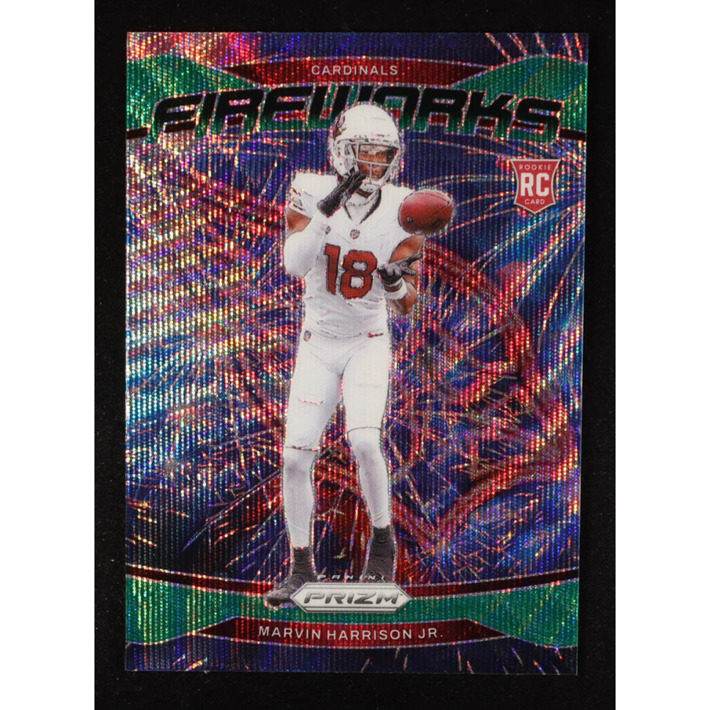 Marvin Harrison Jr. 2024 Panini Prizm Fireworks Prizms Green Wave #20 RC at PristineAuction.com