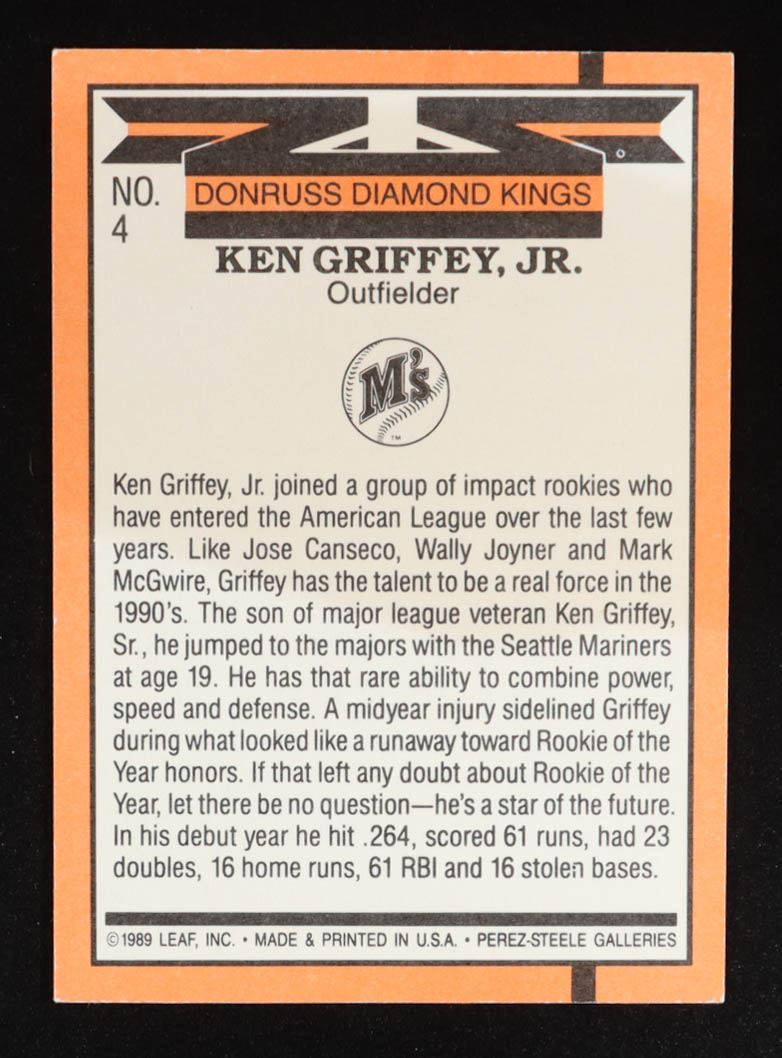 Ken Griffey Jr. 1990 Donruss #4 DK at PristineAuction.com Ken Griffey Jr. 1990 Donruss #4 DK at PristineAuction.com
