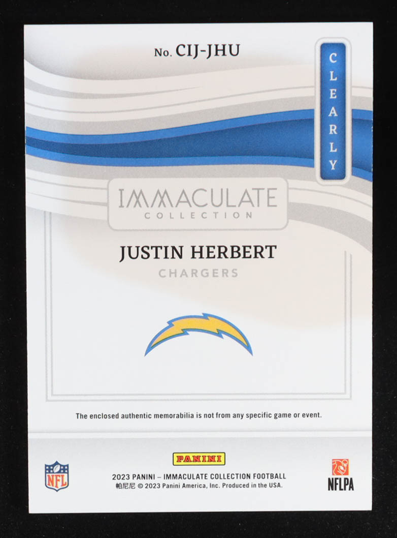 Justin Herbert 2023 Immaculate Collection Clearly Immaculate Jerseys #3 #24/99 at PristineAuction.com Justin Herbert 2023 Immaculate Collection Clearly Immaculate Jerseys #3 #24/99 at PristineAuction.com