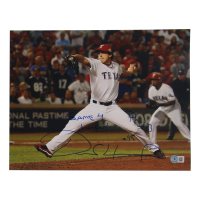 Derek Holland Signed Rangers 11x14 Photo Inscribed "Game 4 Winners" & "Phil 4:13" (Beckett) at PristineAuction.com