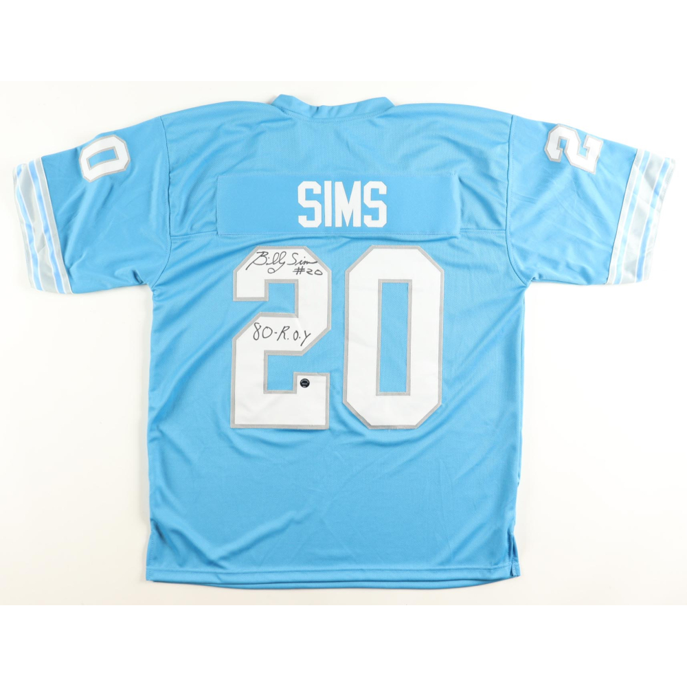 Billy Sims Signed Jersey Inscribed "80-R.O.Y." (Authentic Ink) at PristineAuction.com