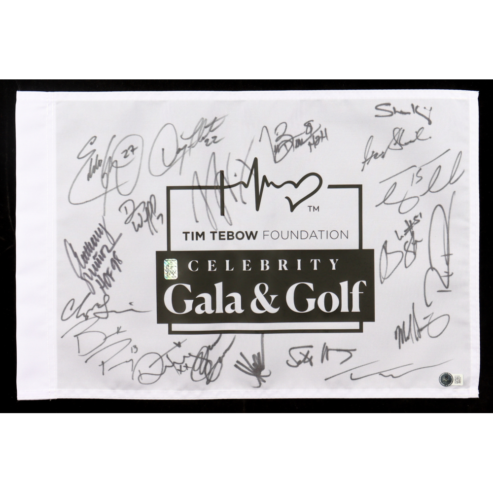 2024 Tebow Foundation Celebrity Gala & Golf Classic Pin Flag Signed By (19) With Tim Tebow, Brock Purdy, Marcus Allen, Doug Flutie (Beckett & Tebow) at PristineAuction.com