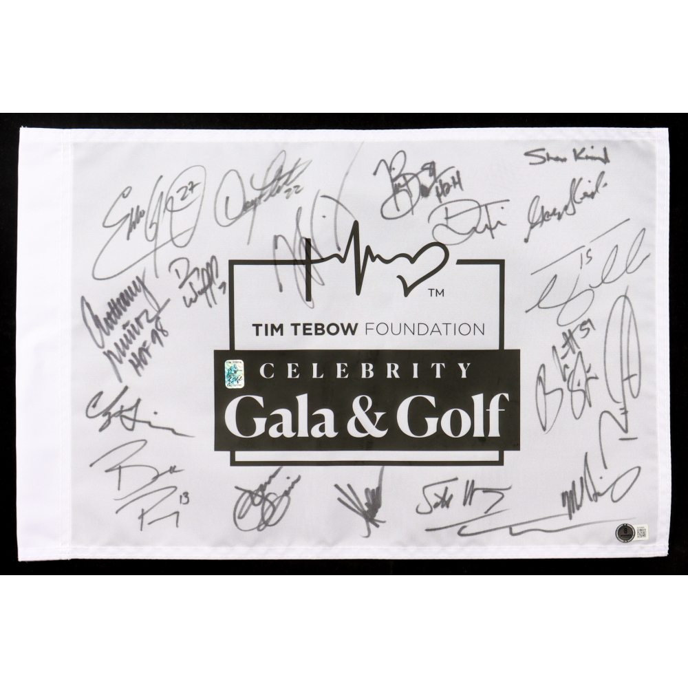 2024 Tebow Foundation Celebrity Gala & Golf Classic Pin Flag Signed By (19) With Tim Tebow, Brock Purdy, Marcus Allen, Doug Flutie (Beckett & Tebow) at PristineAuction.com