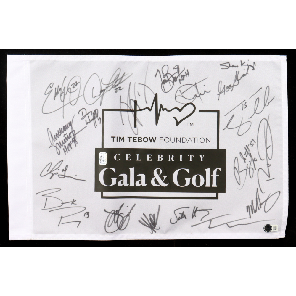 2024 Tebow Foundation Celebrity Gala & Golf Classic Pin Flag Signed By (19) With Tim Tebow, Brock Purdy, Marcus Allen, Doug Flutie (Beckett & Tebow) at PristineAuction.com