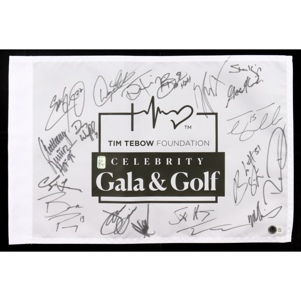 2024 Tebow Foundation Celebrity Gala & Golf Classic Pin Flag Signed By (19) With Tim Tebow, Brock Purdy, Marcus Allen, Doug Flutie (Beckett & Tebow) at PristineAuction.com
