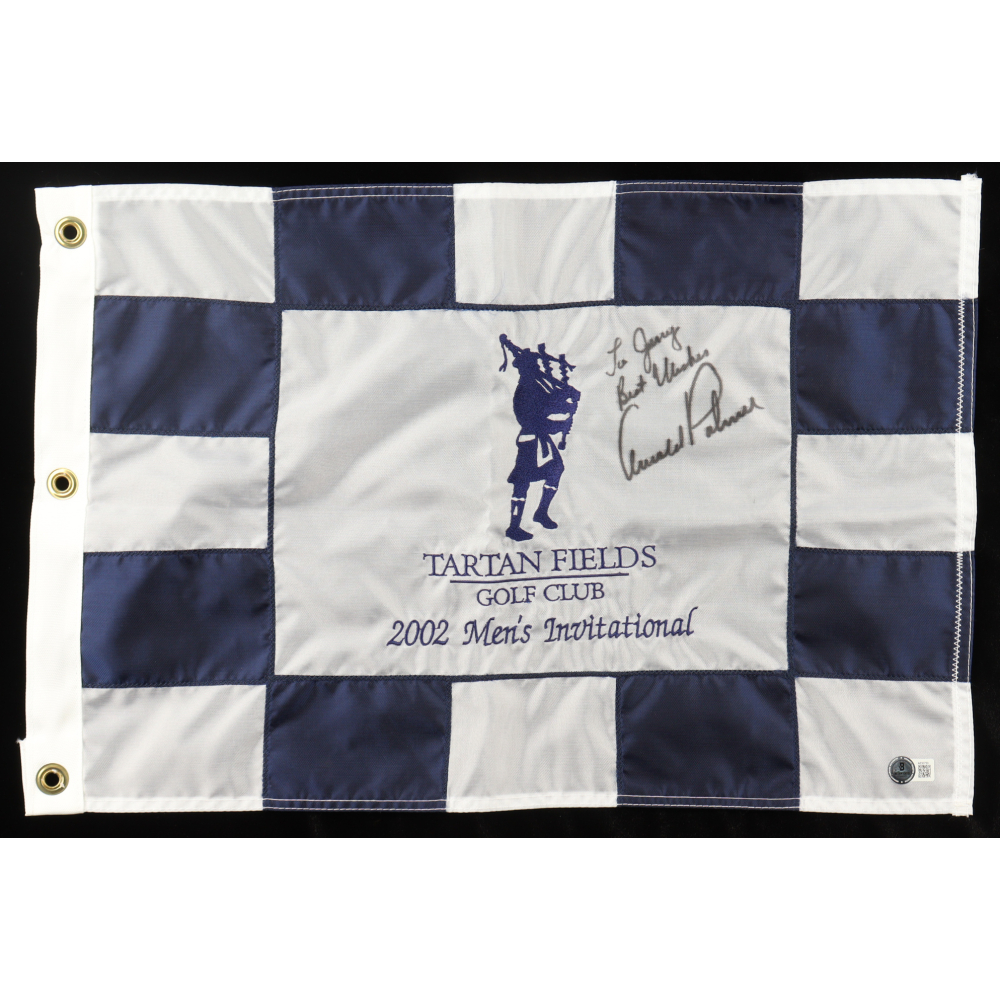 Arnold Palmer Signed 2002 Tartan Fields Men's Invitational Flag Inscribed "Best Wishes" (Beckett) at PristineAuction.com