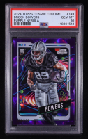 Brock Bowers 2024 Topps Cosmic Chrome Purple Nebula Refractors #149 RC #086/150 (PSA 10) at PristineAuction.com