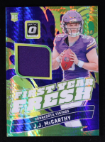 J.J. McCarthy 2024 Donruss Optic First Year Fresh Jerseys Blue Hyper #13 RC at PristineAuction.com
