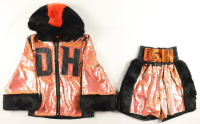 Devin Haney Fight-Worn Boxing Trunks & Ring Jacket (Pristine Auction) at PristineAuction.com