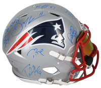 Patriots LE Full-Size Authentic On-Field Speed Helmet Signed By (7) with Tom Brady, Rob Gronkowski, Julian Edelman (Fanatics) at PristineAuction.com