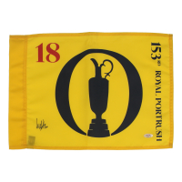 Ludvig Aberg Signed 2025 "153rd Royal Portrush" British Open Pin Flag (PSA) at PristineAuction.com