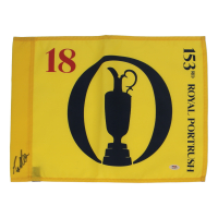 Matthieu Pavon Signed 2025 "153rd Royal Portrush" British Open Pin Flag (PSA) at PristineAuction.com