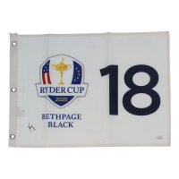Keegan Bradley Signed 2025 Ryder Cup Pin Flag (JSA) at PristineAuction.com