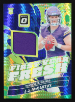 JJ McCarthy 2024 Donruss Optic First Year Fresh Jerseys Blue Hyper #13 RC at PristineAuction.com