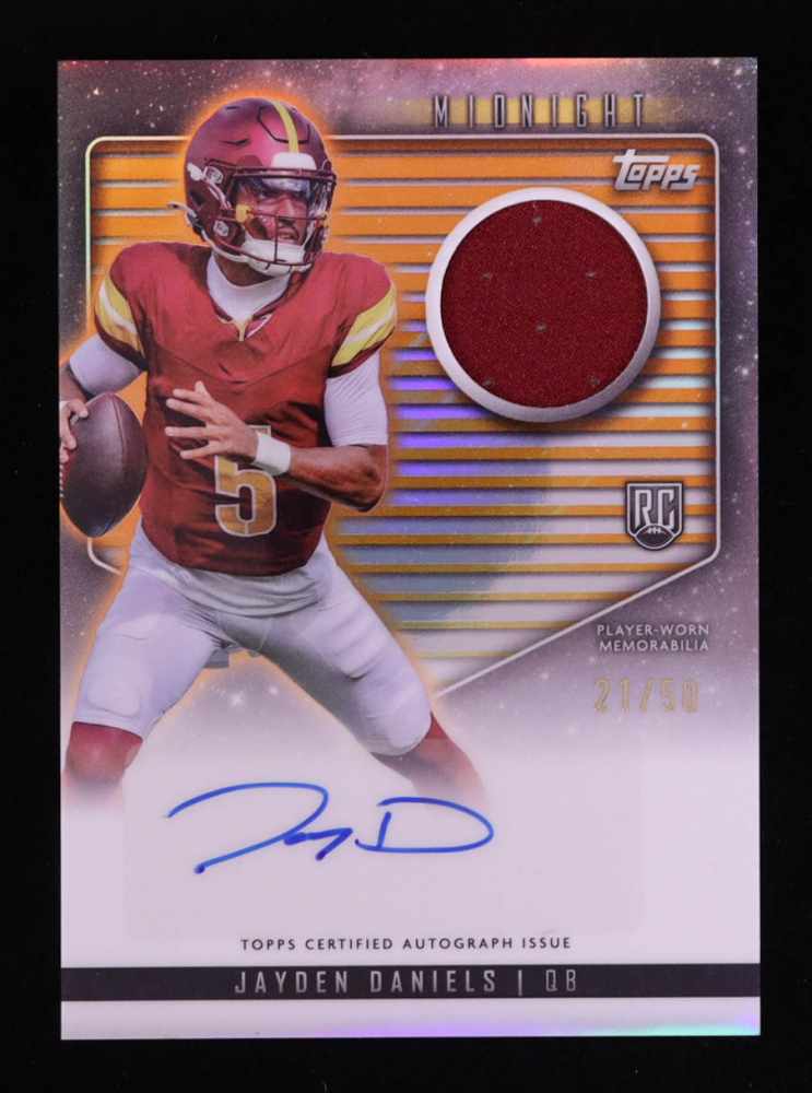 Jayden Daniels 2024 Topps Midnight Rookie Jersey Autographs Summer Solstice #RJAJD RC #21/50