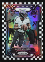Lamar Jackson 2023 Panini Prizm Prizms Black and White Checker #18 at PristineAuction.com