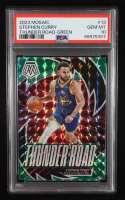 Stephen Curry 2023-24 Panini Mosaic Thunder Road Mosaic Green #13 (PSA 10) at PristineAuction.com
