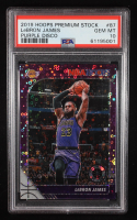 LeBron James 2019-20 Hoops Premium Stock Prizms Purple Disco #87 (PSA 10) at PristineAuction.com