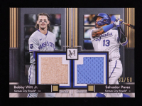 Salvador Perez / Bobby Witt Jr. 2024 Topps Museum Collection Meaningful Material Dual Player Relics #DMMRWJS #31/50 at PristineAuction.com