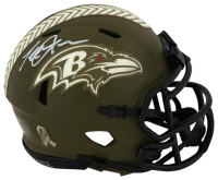 Terrell Suggs Signed Ravens Salute to Service Alternate Speed Mini Helmet (Schwartz) at PristineAuction.com
