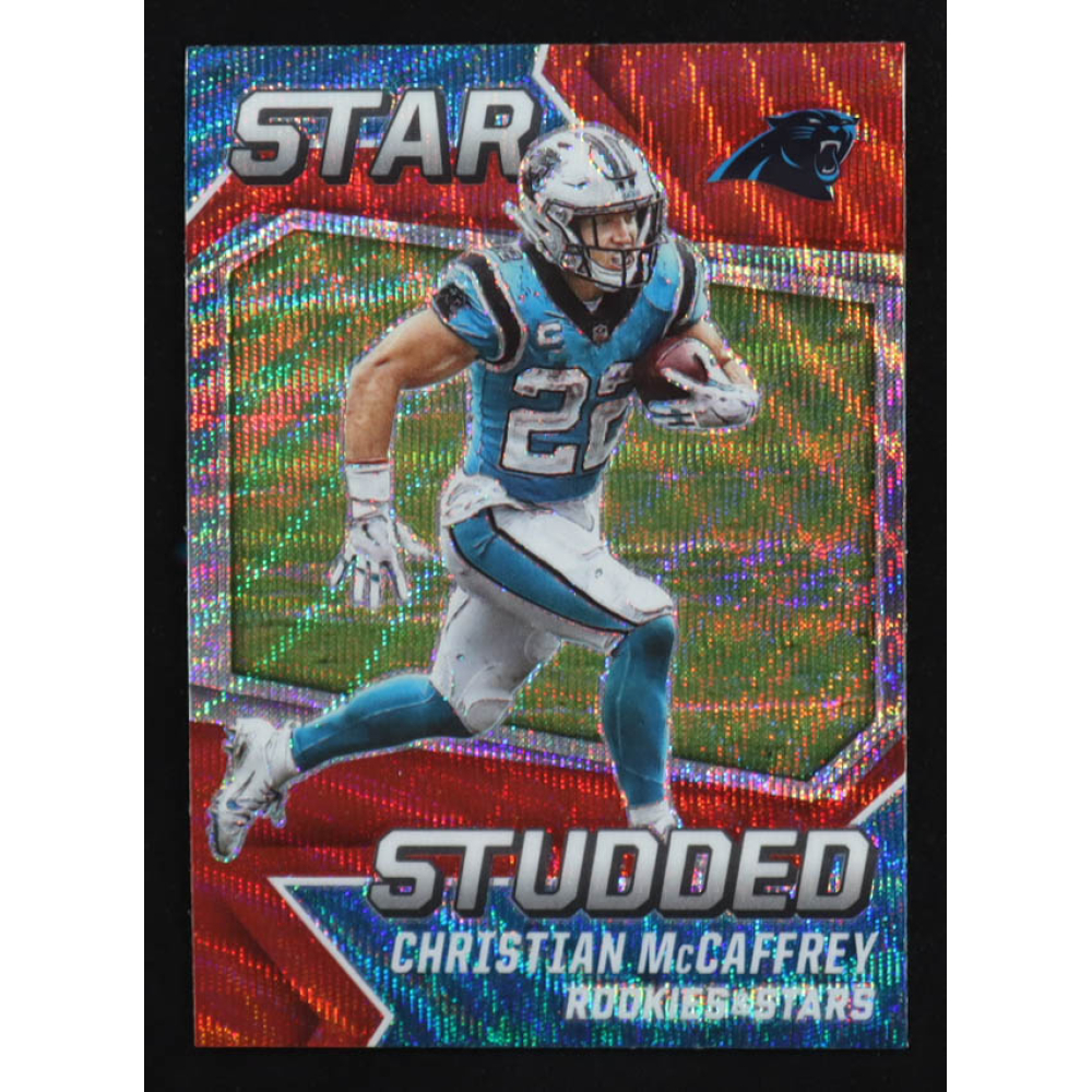 Christian McCaffrey 2021 Rookies and Stars Star Studded Red Wave #1 RC at PristineAuction.com