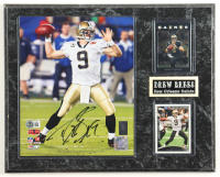 Drew Brees Signed Saints Custom Plaque Display with (2) Trading Cards (Beckett) at PristineAuction.com