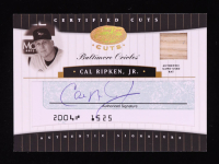 Cal Ripken 2004 Leaf Certified Cuts Check Signature Material Green #9 Bat #7/8 at PristineAuction.com