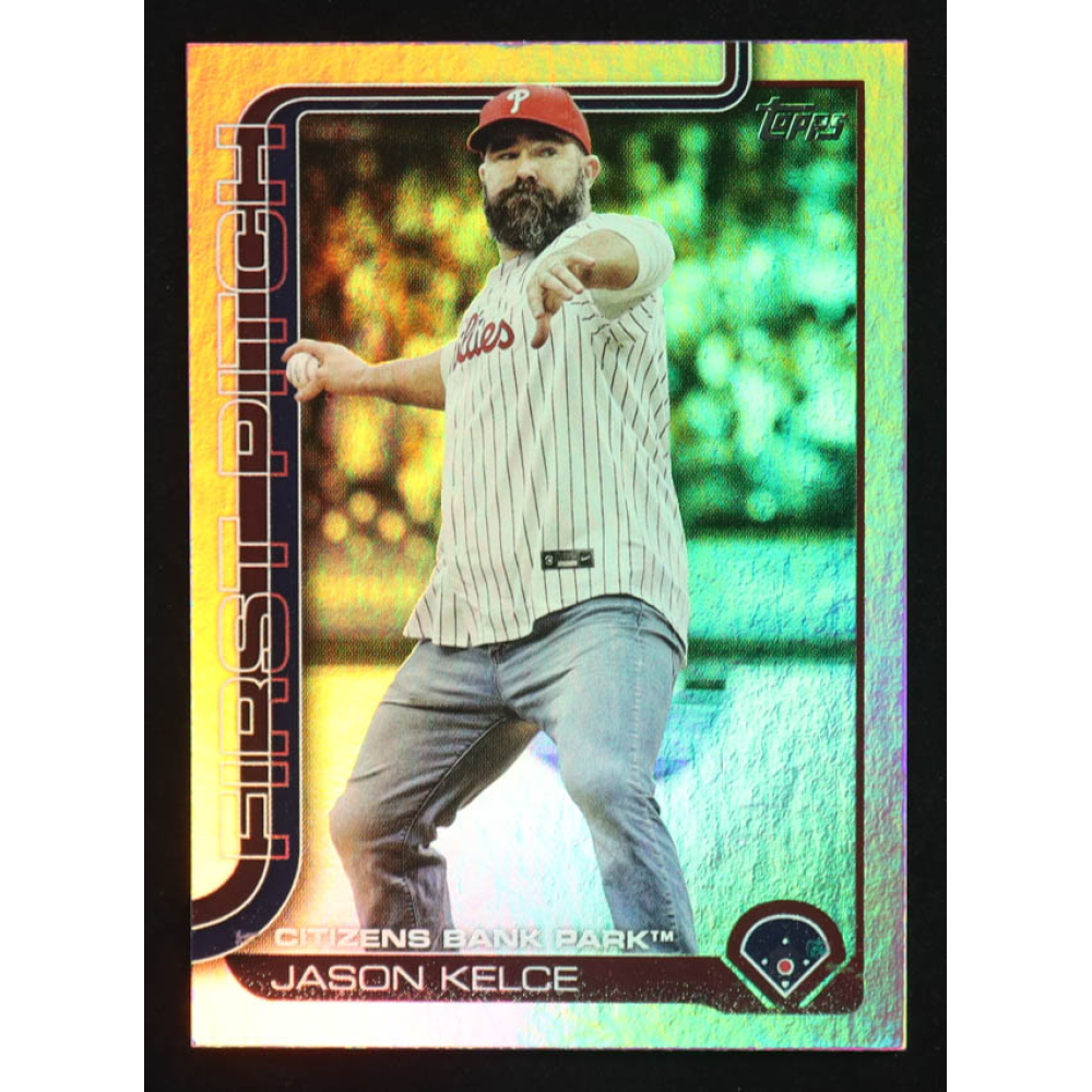 Jason Kelce 2025 Topps '24 First Pitch Pink Foil #FP1 at PristineAuction.com