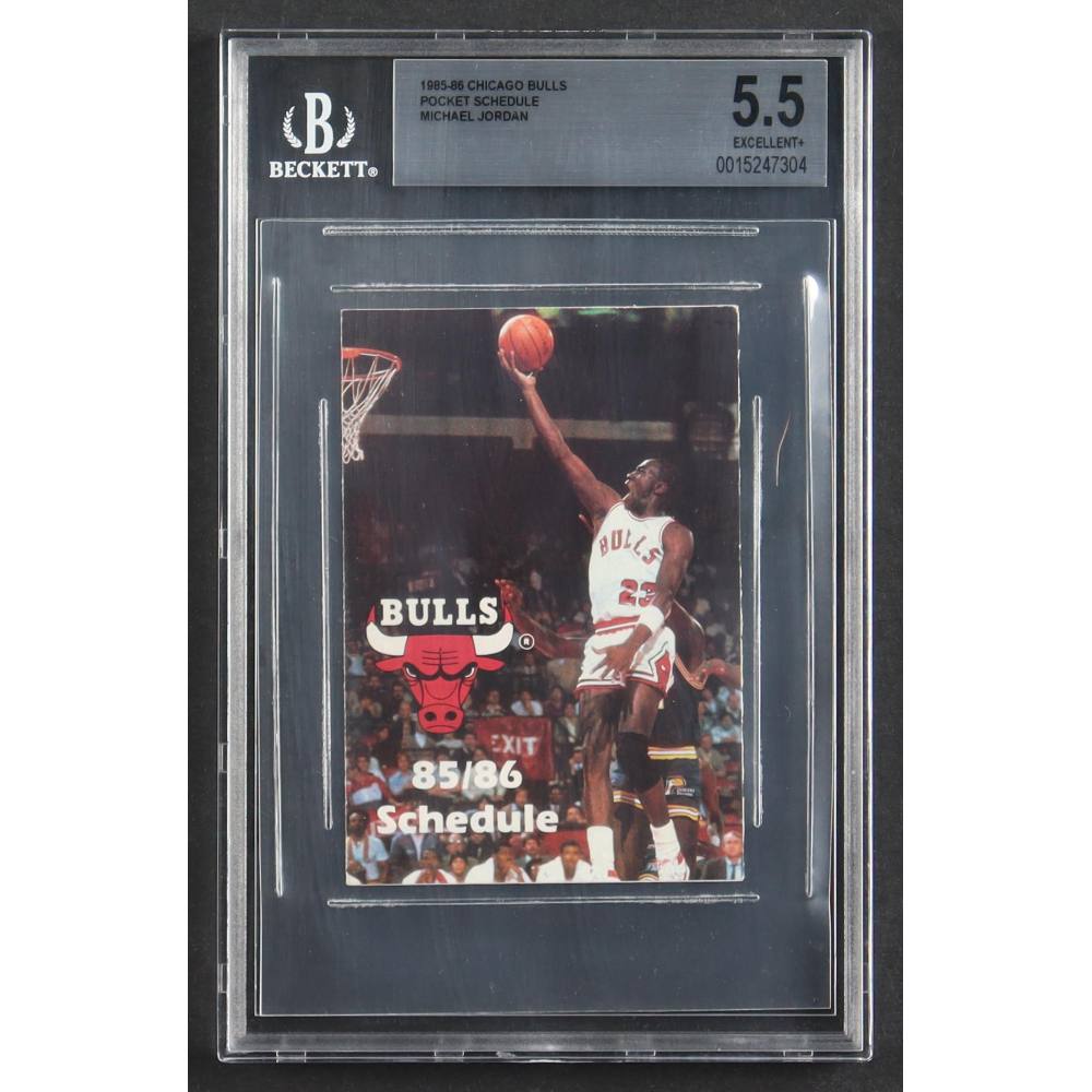 Michael Jordan Chicago Bulls 1985-86 Season Pocket Schedule (BGS 5.5) at PristineAuction.com