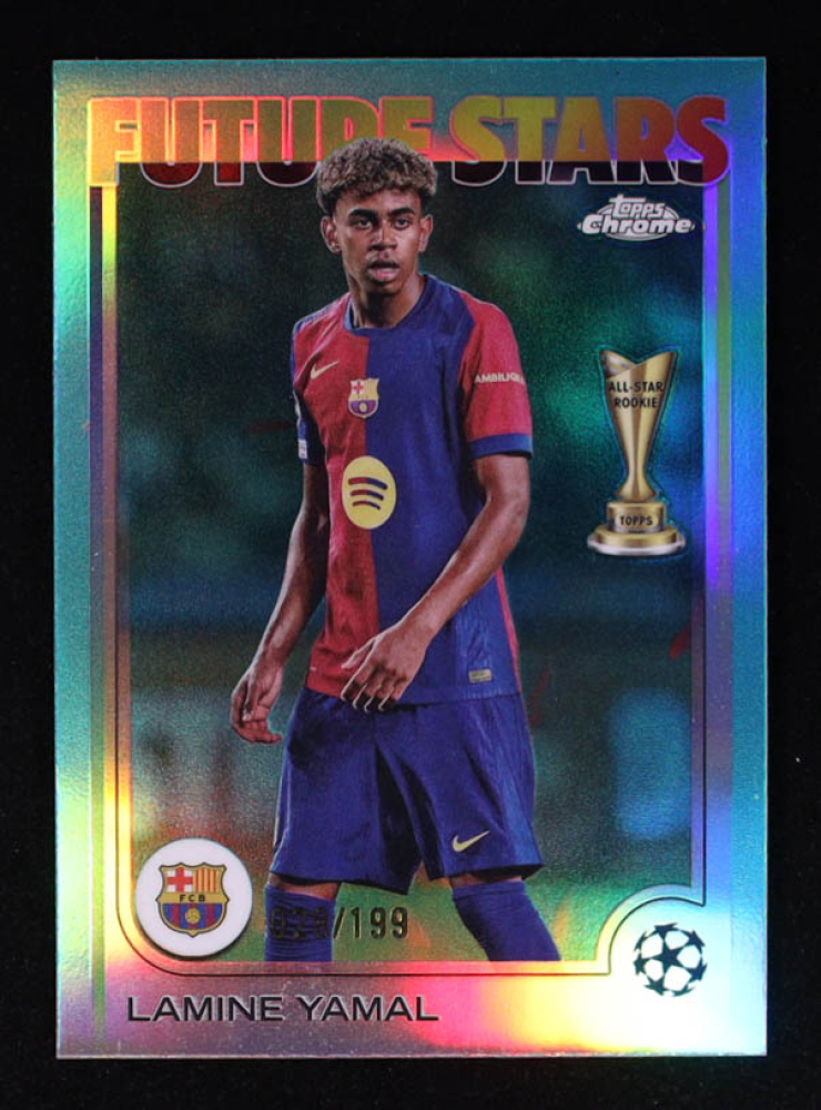 Lamine Yamal 2024-25 Topps Chrome UEFA Club Competitions Aqua Refractors #27 #028/199