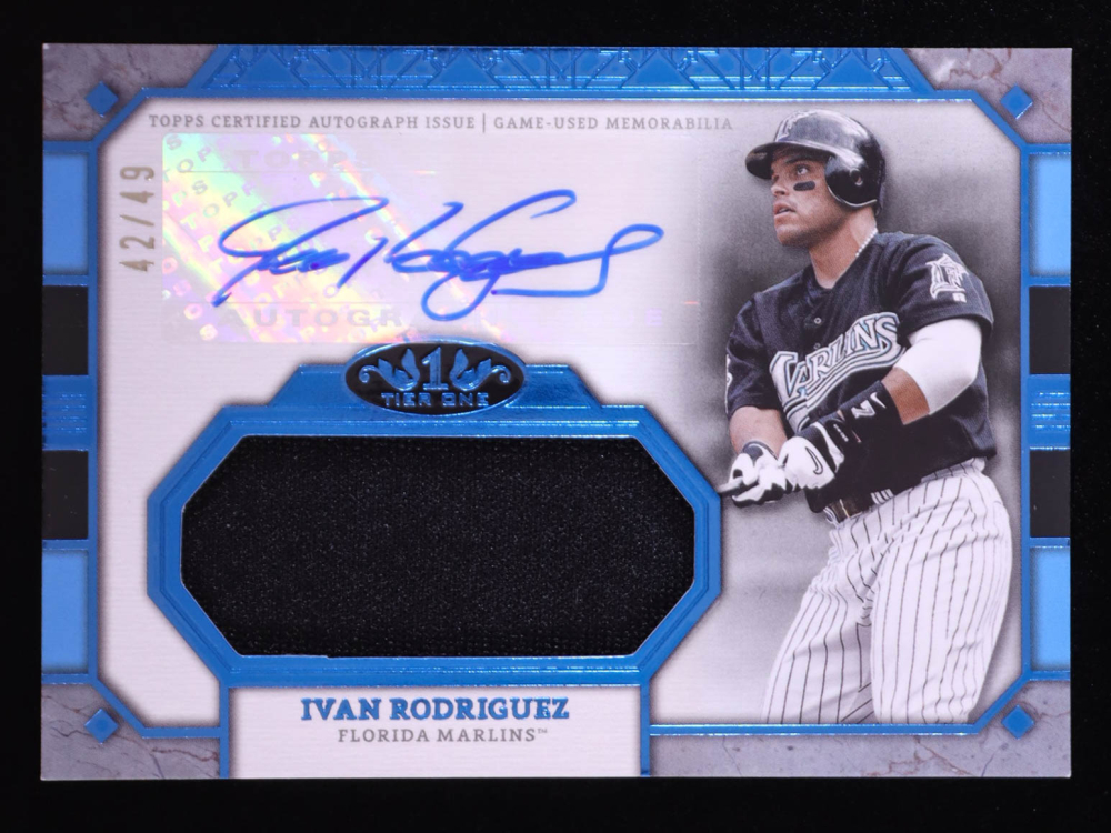 Ivan Rodriguez 2024 Topps Tier One Jumbo Relic Autographs Blue Foil #AT1JRIR #42/49