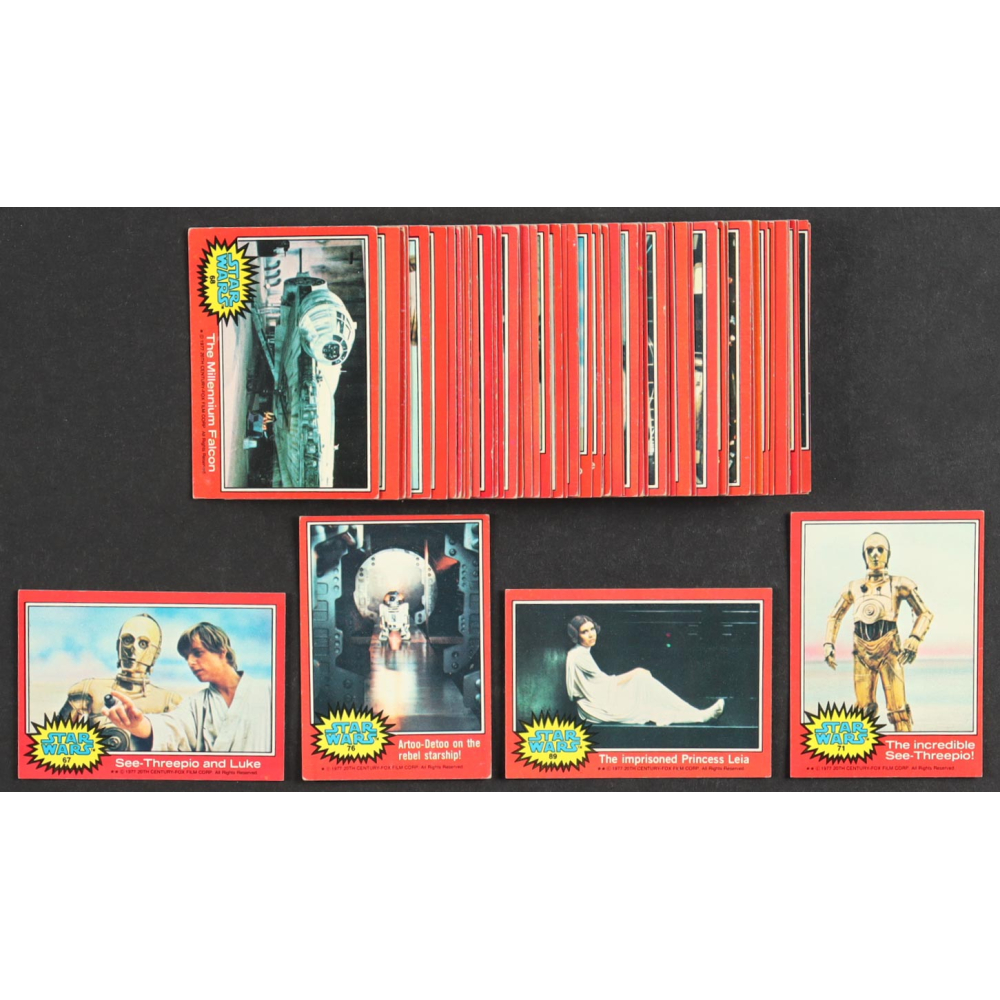 1977 Topps Star Wars Series 2 Complete Set of (65) Cards with The Imprisoned Princess Leia #89, Artoo-Detoo on the Rebel Starship #76, The Incredible See-Threepio #71, See-Threepio and Luke #67 at PristineAuction.com