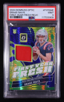 Drake Maye 2024 Donruss Optic First Year Fresh Jerseys Blue Hyper #12 RC (PSA 9) at PristineAuction.com