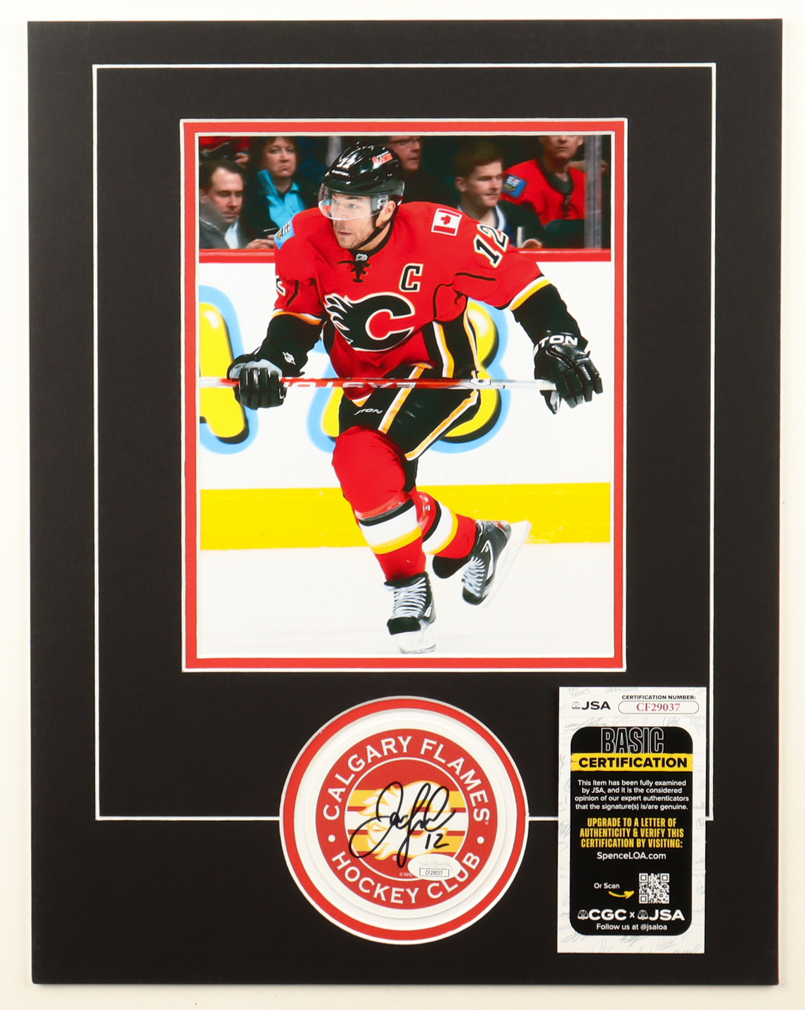 Jarome Iginla Signed Flames Custom Matted Cut Display (JSA) at PristineAuction.com Jarome Iginla Signed Flames Custom Matted Cut Display (JSA) at PristineAuction.com