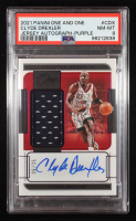 Clyde Drexler 2021-22 Panini One and One 75th Team Signatures Purple #20 #6/35 (PSA 8) at PristineAuction.com