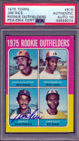 Jim Rice Signed Dave Augustine / Pepe Mangual RC / Jim Rice RC / John Scott RC 1975 Topps #616 Rookie Outfielders (PSA | Autograph Graded 10) at PristineAuction.com